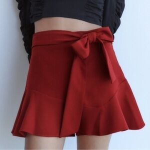 ZARA red bow belt mini skort